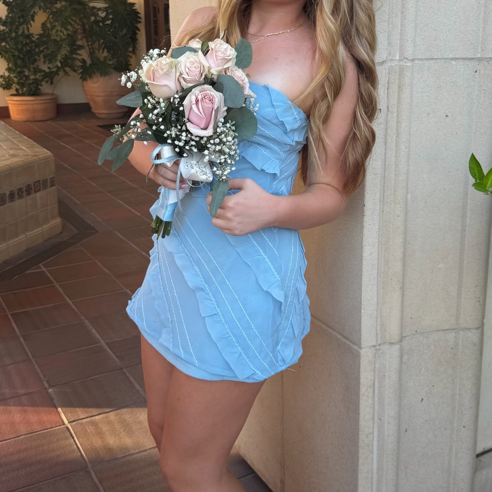 Princess Polly Sky Blue Strapless Dress